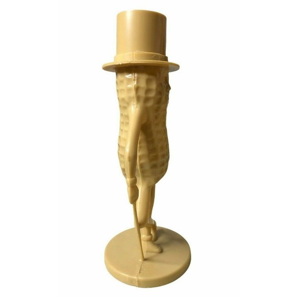 Vintage Planters Mr Peanut Coin Bank Hard Plastic Tan Beige Made in USA 9" Tall - Picture 4 of 7